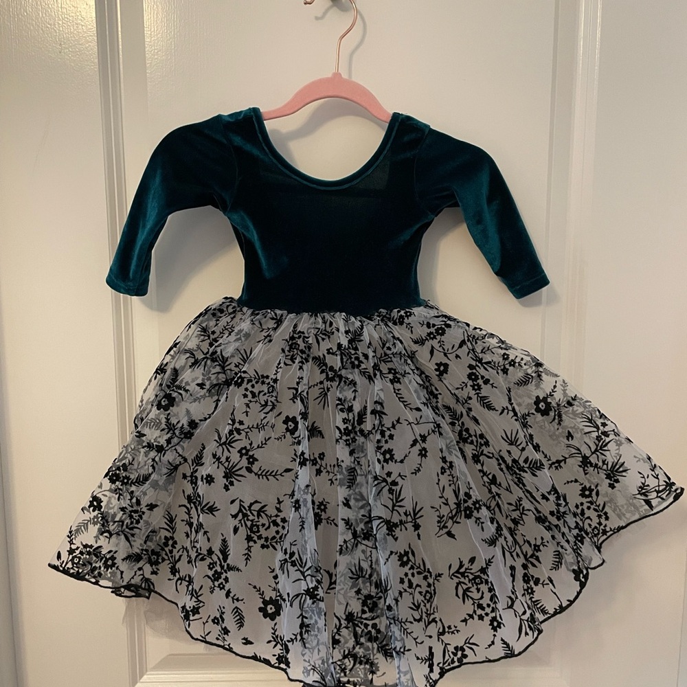 12-18month Pleiades designs green velvet and tulle dress